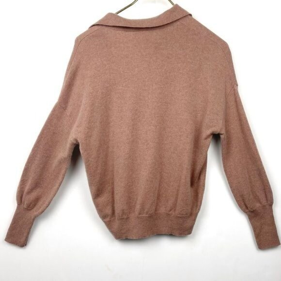 R Label Wool Cashmere Blend Sweater Collard Long Sleeve V Neck Pullover XSmall - Picture 3 of 6